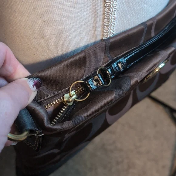 Coach Classic Brown Logo Print Large Travel Crossbody Bag Adjustable Strap - Picture 11 of 13